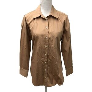 Maeve Anthropologie Oversize Button Up Tunic Top Womens Small Neutral Lagenlook